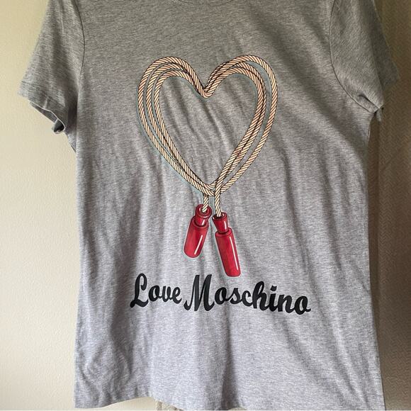 Love Moschino NWT Heart Jump Rope Print Designer Tee Size 12‎ large new shirt - Picture 5 of 9